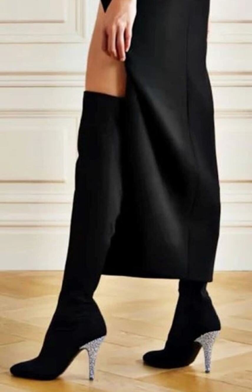 NINA Women's Over The Knee Crystal Stiletto Faux Suede Boot | Size 10 | NEW